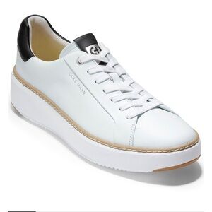 Cole Haan Grandpro Topspin White Leather Sneakers with Black Detail